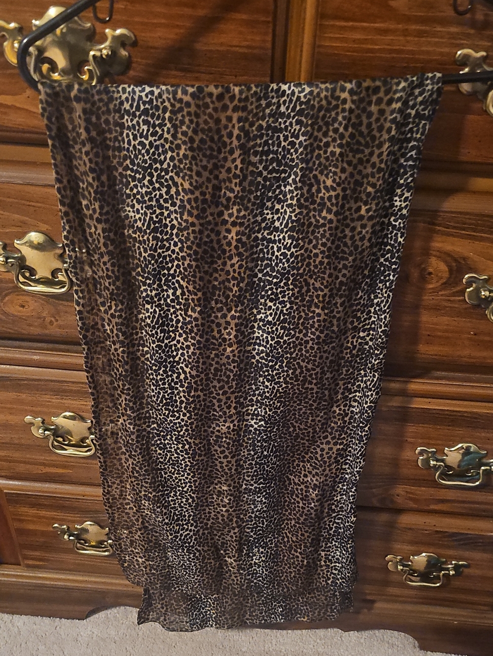 Leopard Print Sheer Scarf- Brown/Black